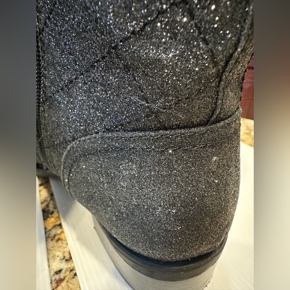 G by Guess Black Glitter Combat Boots. Worn Once. Sz 9.5. Smoke Free Home. - Picture 5 of 11
